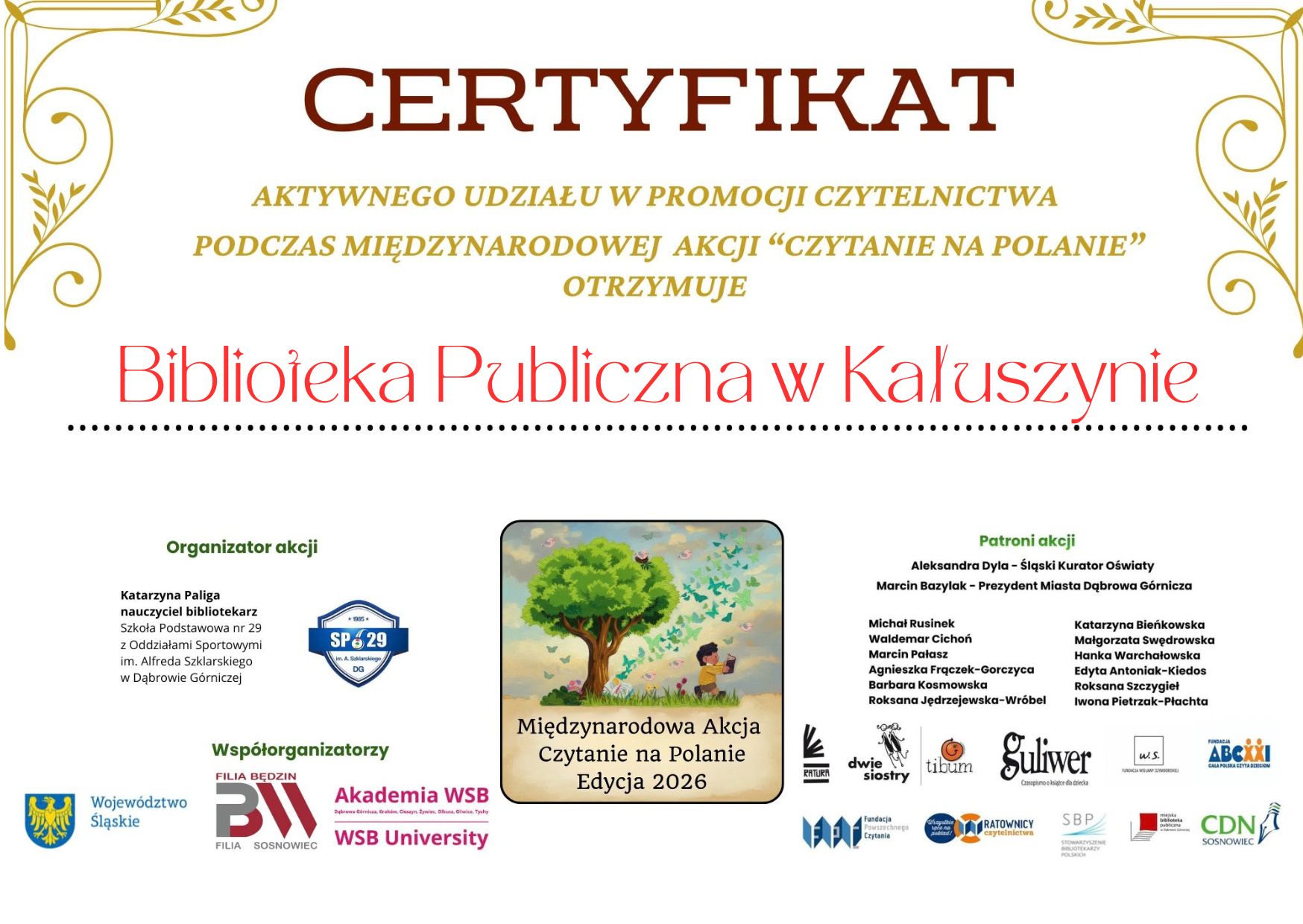 Certyfikat dla biblioteki